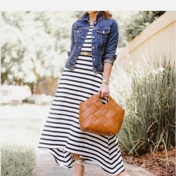 J. Crew Dresses & Skirts - Navy and White Striped Sleeveless Dress